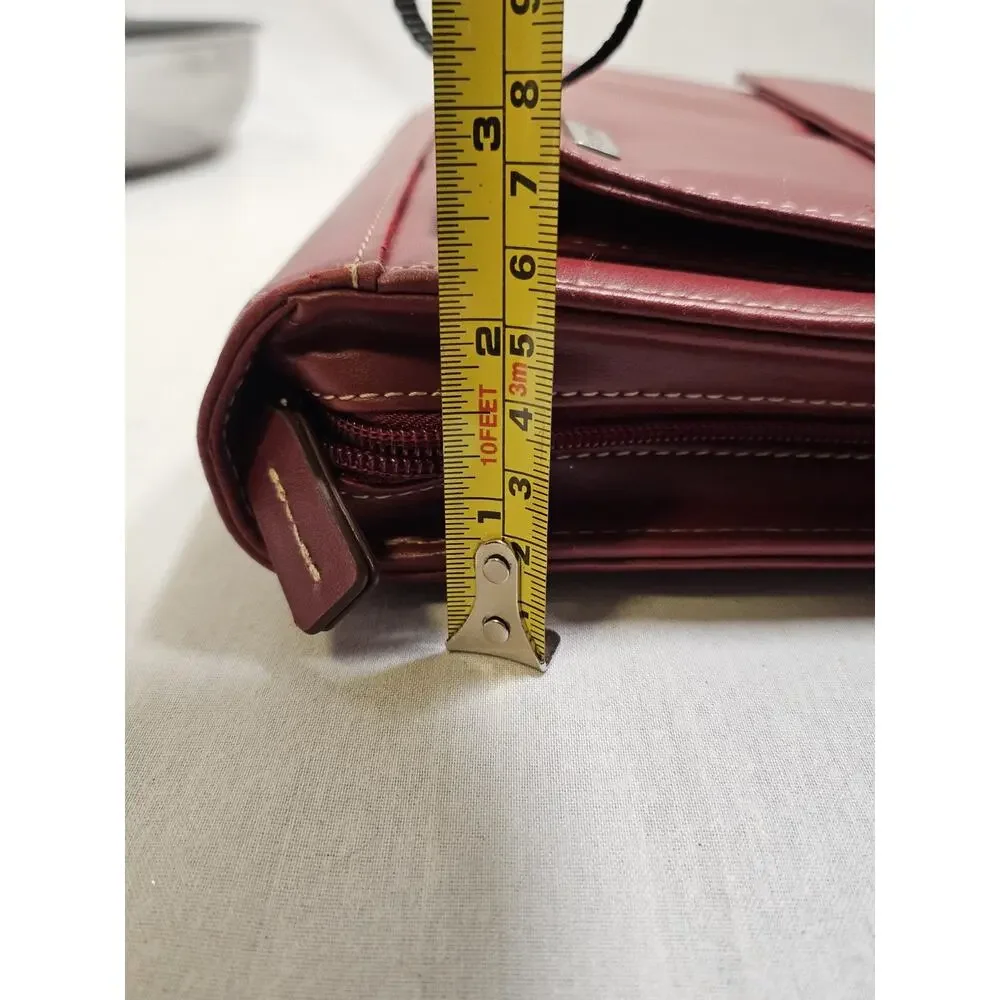 Franklin Covey Burgundy Faux Leather Tote Wallet Planner Case - Missing Binder